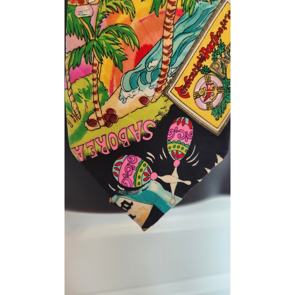 Vintage NICOLE MILLER 1991 Silk Tie Mexico Cerveza Beer Modelo Fiesta Hand Sewn - Picture 9 of 13